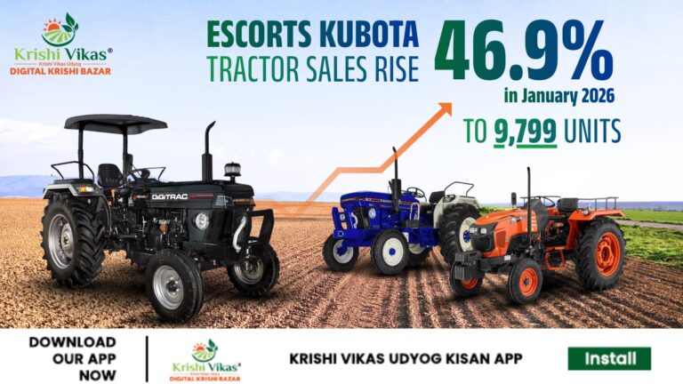 Escorts Kubota tractor sales rise 46.9% in January 2026 to 9,799 units